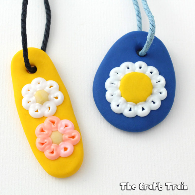 Polymer clay pendants with hama beads