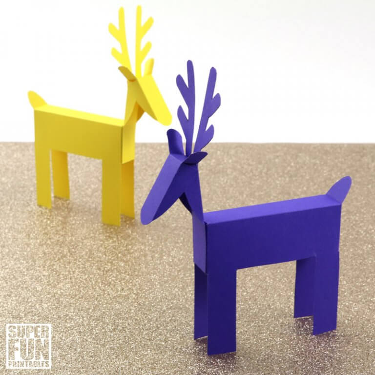 Printable paper reindeer craft #papercraft #CHristmascrafts # kidscrafts #reindeer