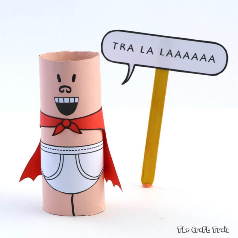 Captain underpants craft fro kids. Make a paper roll Captain Underpants! #paperrollcraft #kidscraft #superheroes #captainunderpants