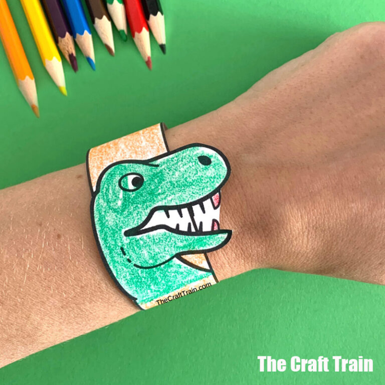 dinosaur paper bracelet printable craft