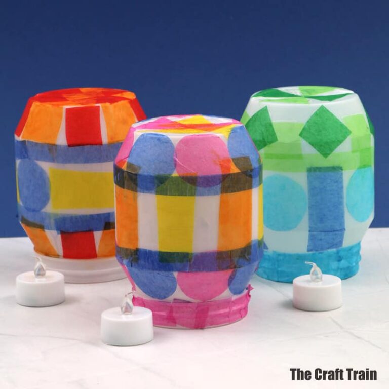 tissue paper lanterns light up craft for kids