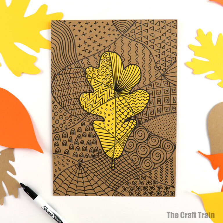 doodle art for AUtumn or Fall using leaf shapes