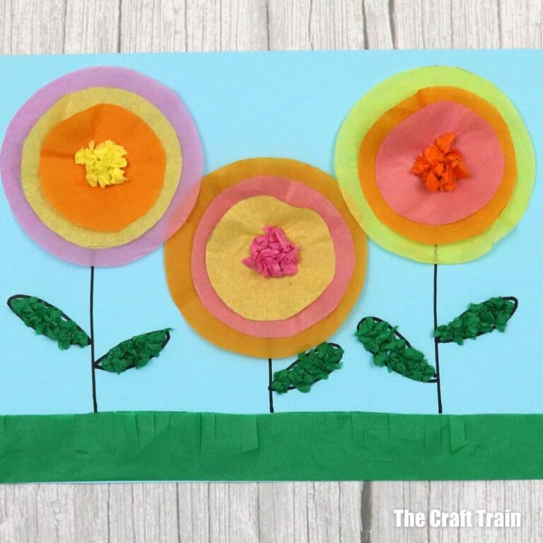 Tissue paper flower wall art