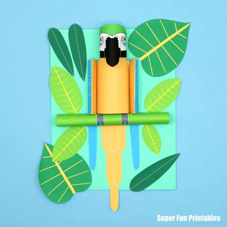 3D paper Macaw craft for kids