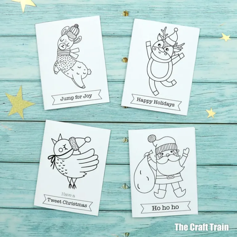 Printable Colouring cards for Christmas – a free printable for kids