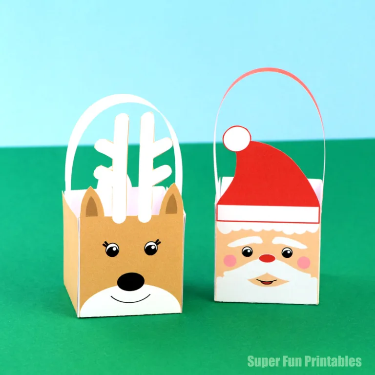 Santa and reindeer Christmas basket craft for kids