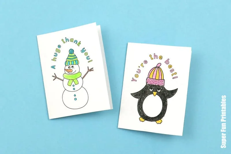Print and colour thank you cards for kids