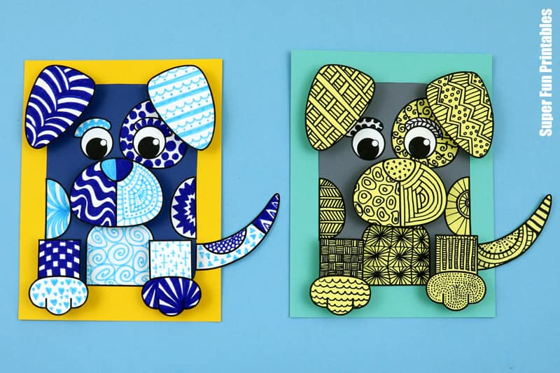 3D Doodle art dogs with pointy ears