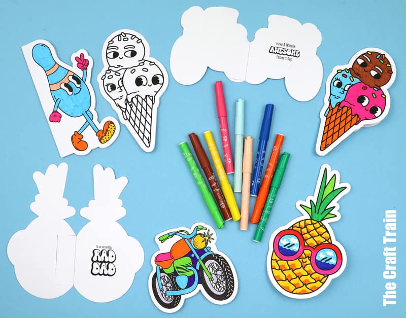 Printable Father's Day colouring cards