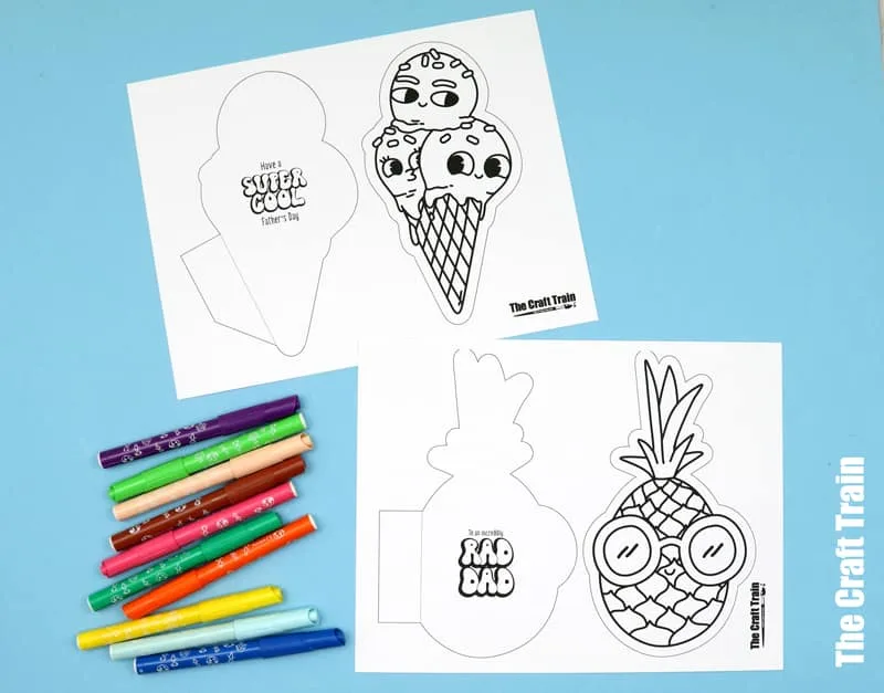 Printable Ice Cream and Pineapple Father's Day cards