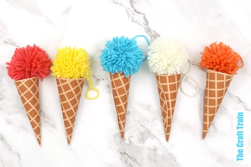 DIY pom pom ice cream cones ball and cup game DIY toy.
