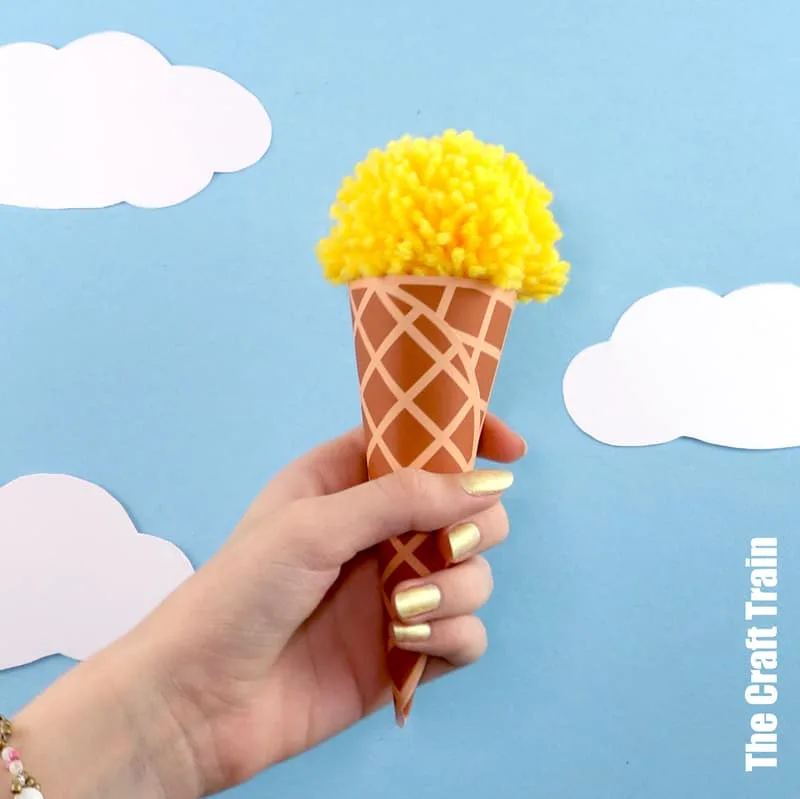 DIY pom pom ice cream ball and cup game with printable template