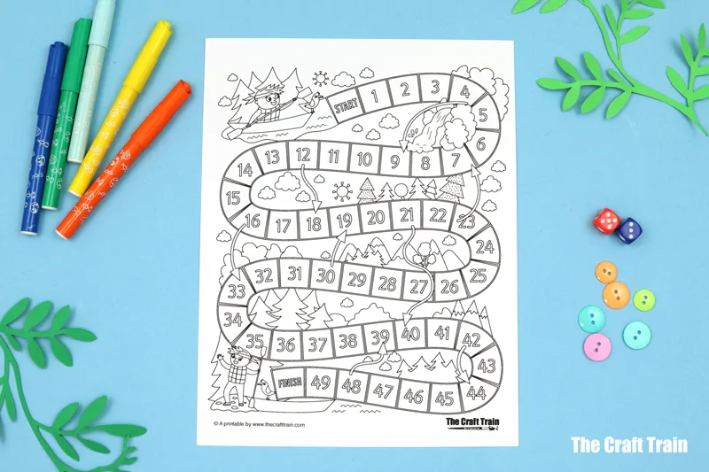 Canoeing adventure game printable board game for kids