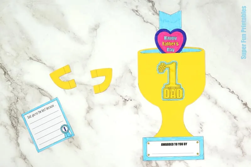 Fathers Day trophy card steps