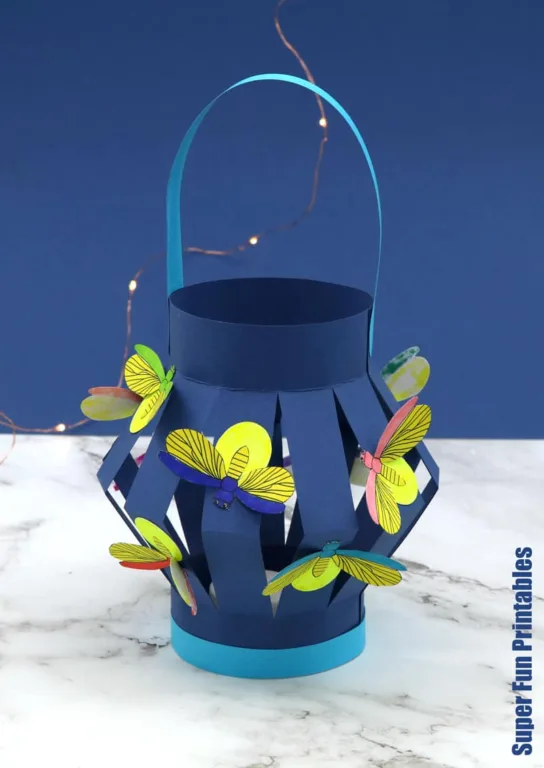 Firefly paper lantern craft for kids with printable template