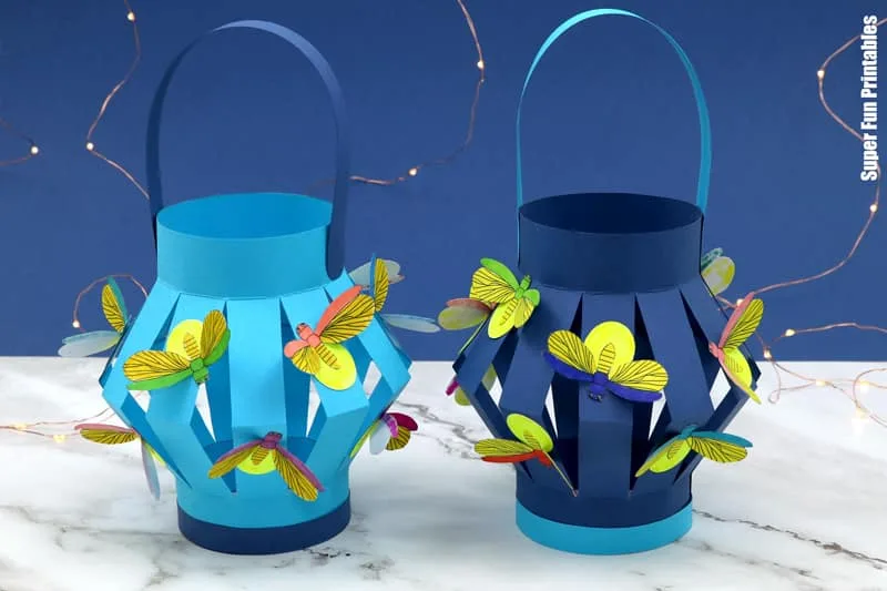 Firefly paper lantern craft for kids with printable template