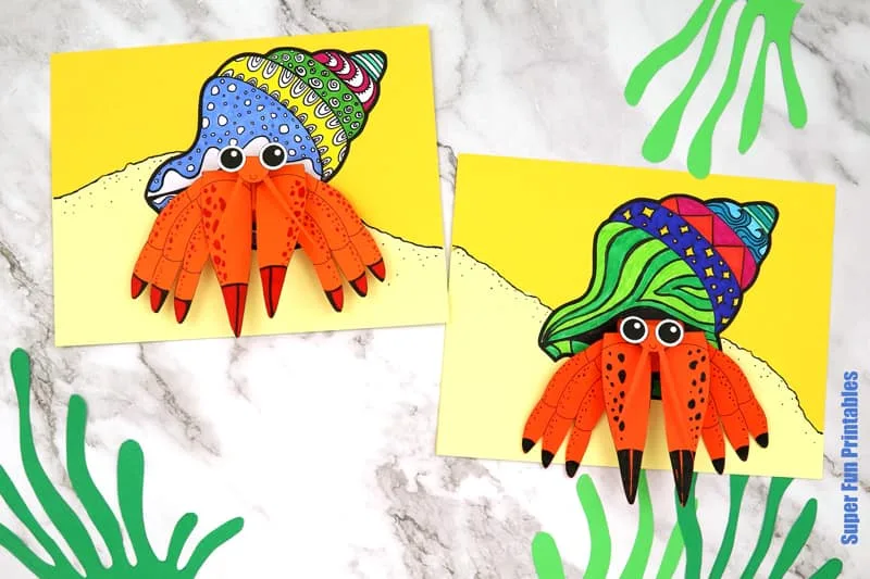 Hermit crab paper craft for kids