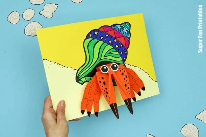 3D Hermit Crab craft for kids