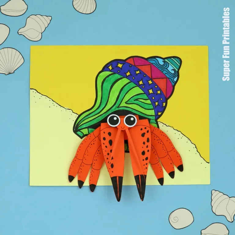 3D Hermit crab craft with printable tamplate