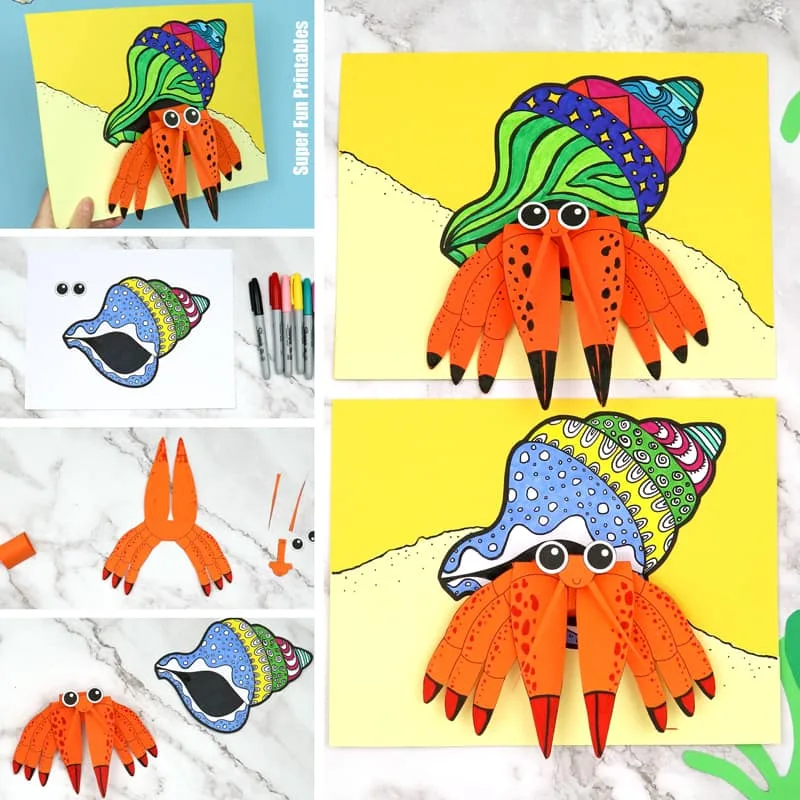 How to make a cute Hermit Crab craft with a pattern art shell