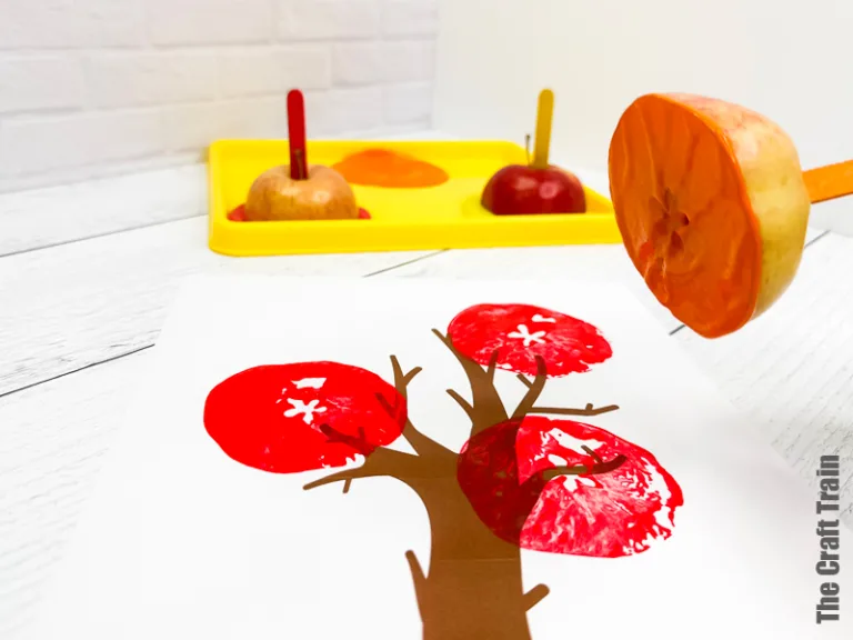 Apple stamping tree art steps