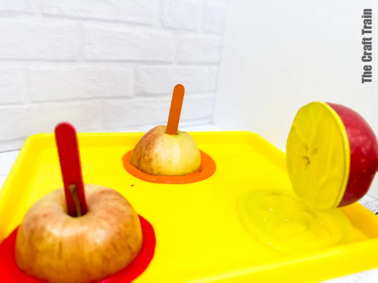 Apple stamping tree art steps