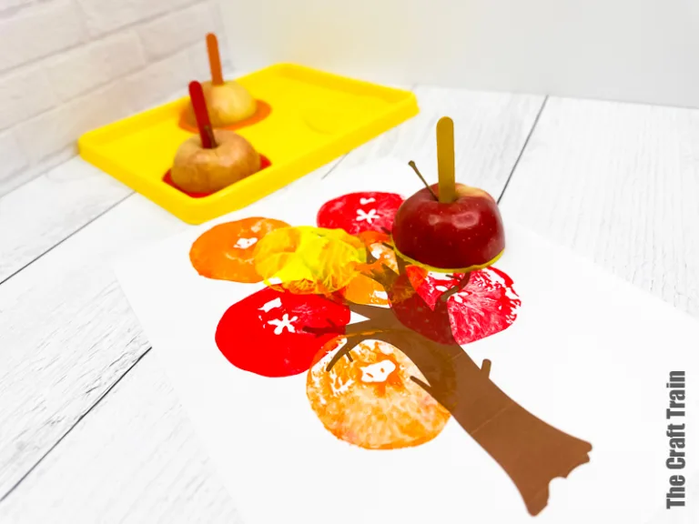 Apple stamping tree art steps