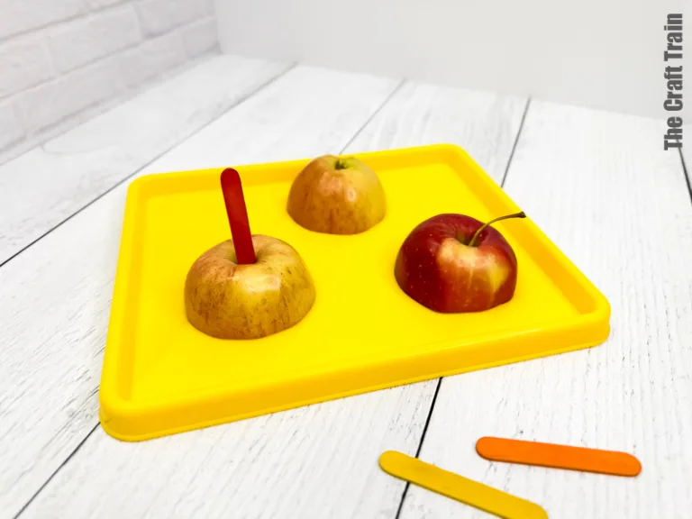 Apple stamping tree art steps