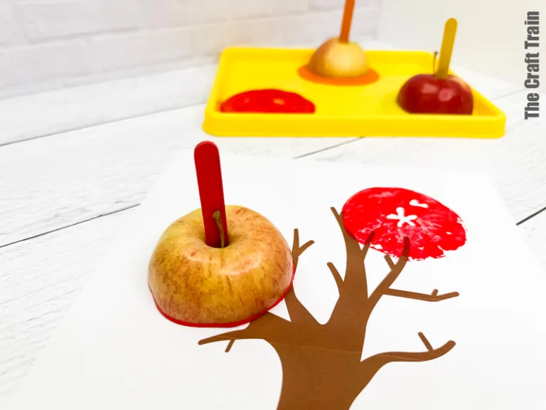 Apple stamping tree art steps