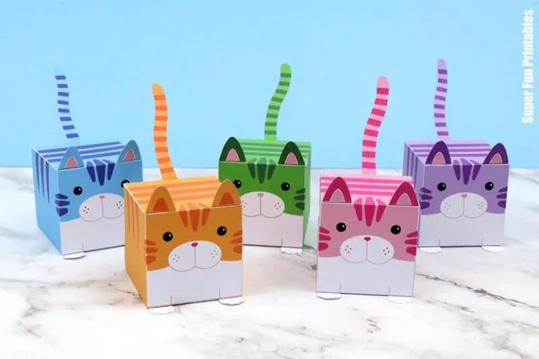 rainbow cube cat craft for kids