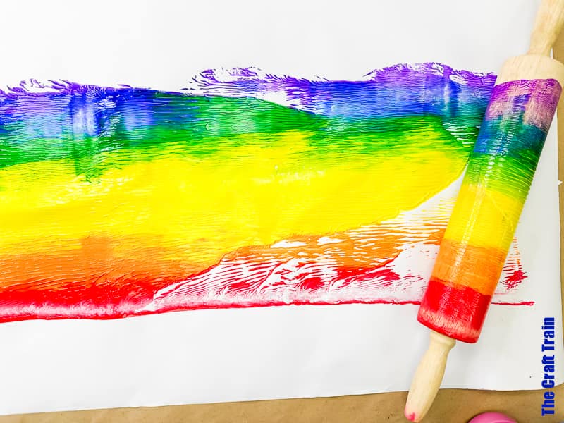 rainbow rolling pin art activity for kids