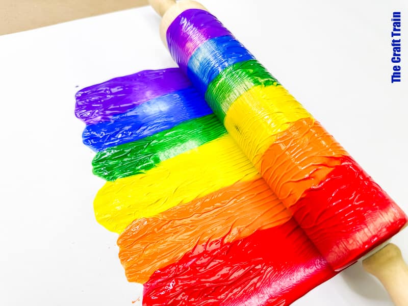 Rolling pin rainbow art steps