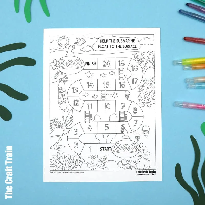 Printable Submarine board game for kids