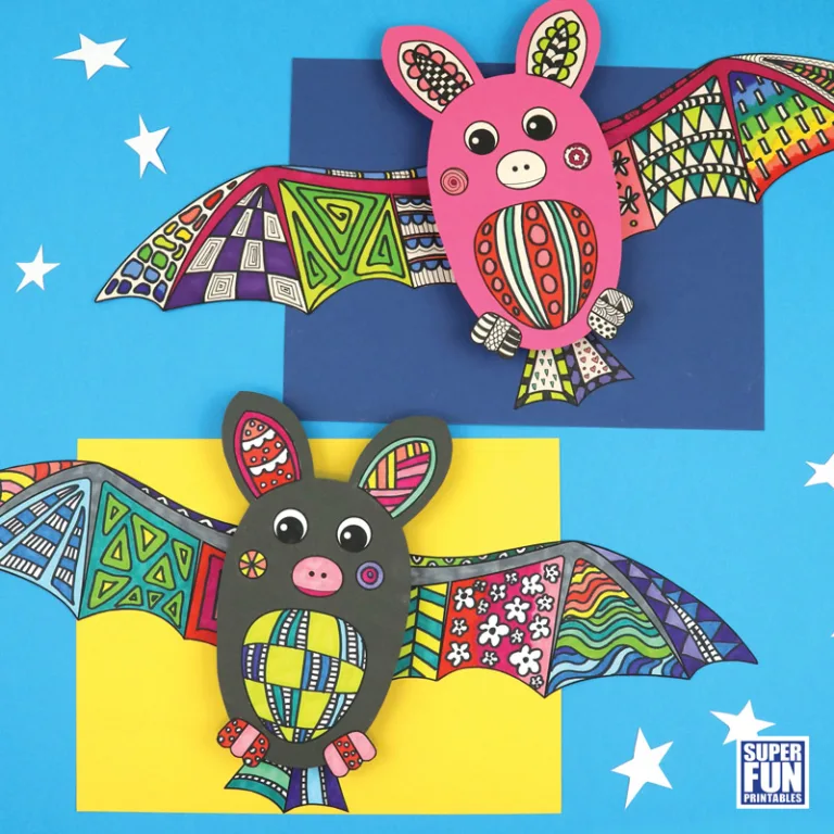 3D Bat Pattern Art for kids with printable template