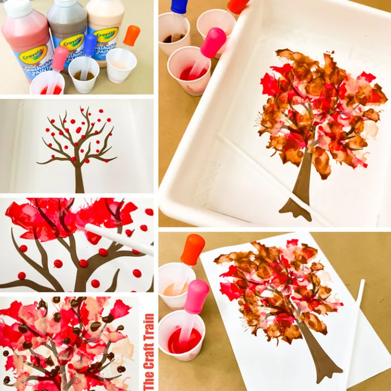 Fall Tree Blow Art for kids