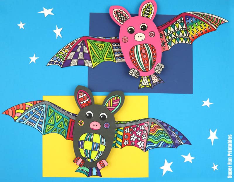 3D Bat Pattern Art for kids with printable template