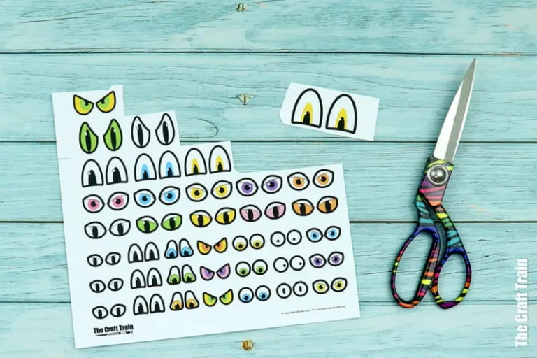Printable Halloween eyes in a range of sizes to cut out and use in Halloween art and craft projects