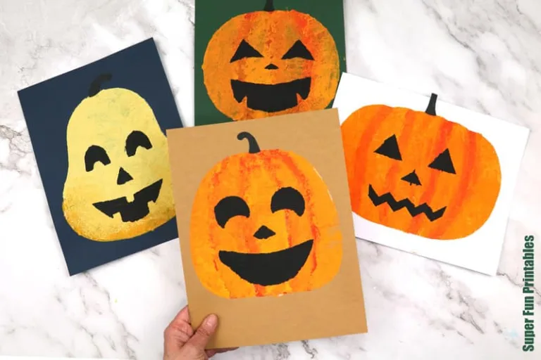 pumpkin sponge art steps for Halloween or Fall