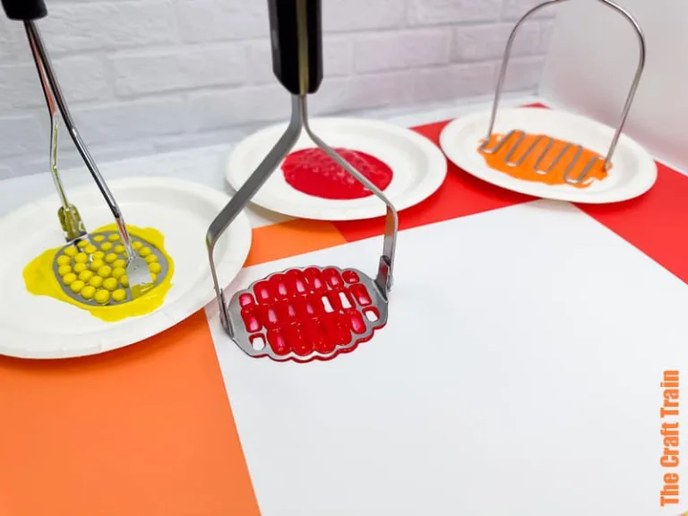 Potato masher painting process art idea for kids. This is fun for preschoolers