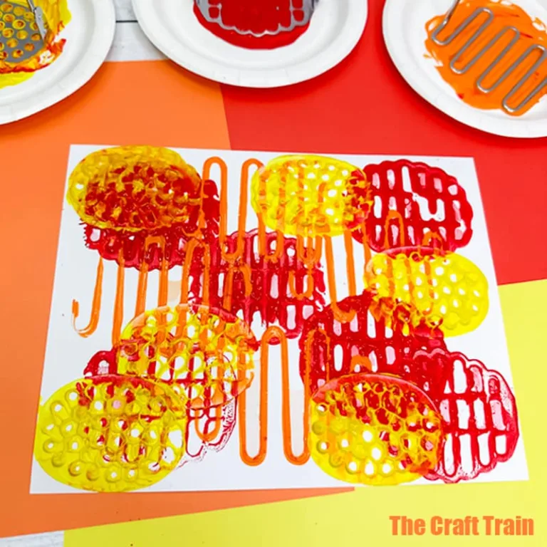 Potato masher painting process art idea for kids. This is fun for preschoolers