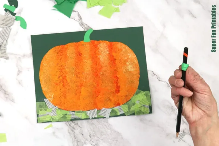 pumpkin sponge art steps for Halloween or Fall