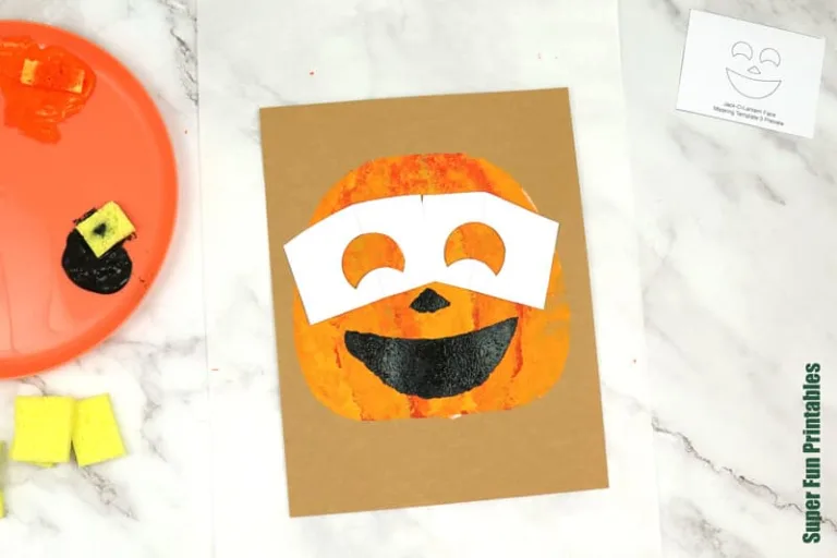 pumpkin sponge art steps for Halloween or Fall