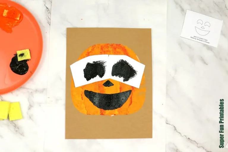 pumpkin sponge art steps for Halloween or Fall