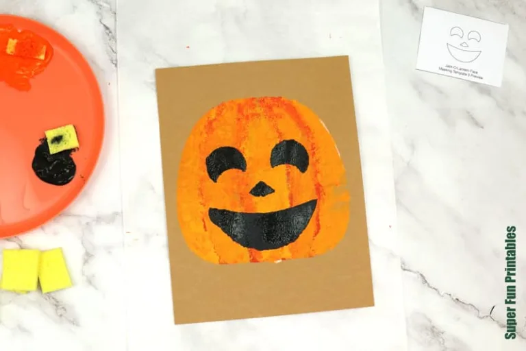 pumpkin sponge art steps for Halloween or Fall