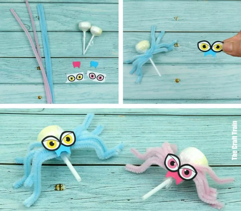 Lollipop spider craft with printable template
