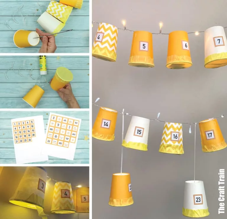 Light up paper cup advent calendar, a fun DIY advent idea for teens and tweens