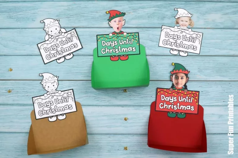Elf Christmas countdown calendar cube craft for kids with their own photo as the elf