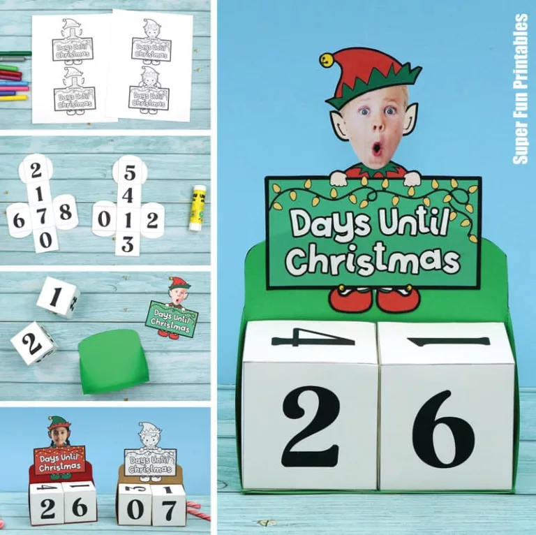 Elf cube countdown calendar craft for kids