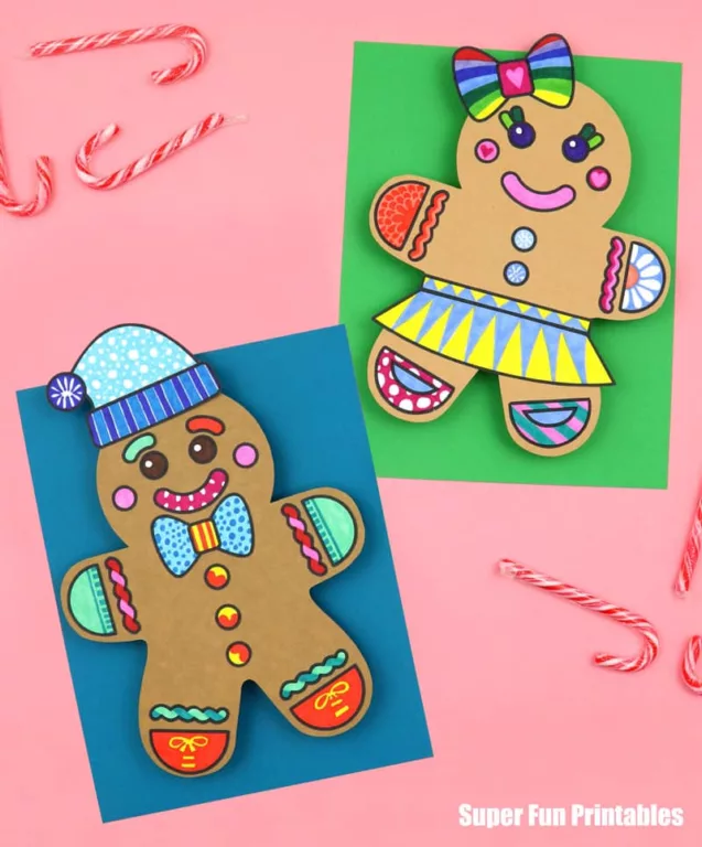 Gingerbread boy or girl craft for kids with pattern art element