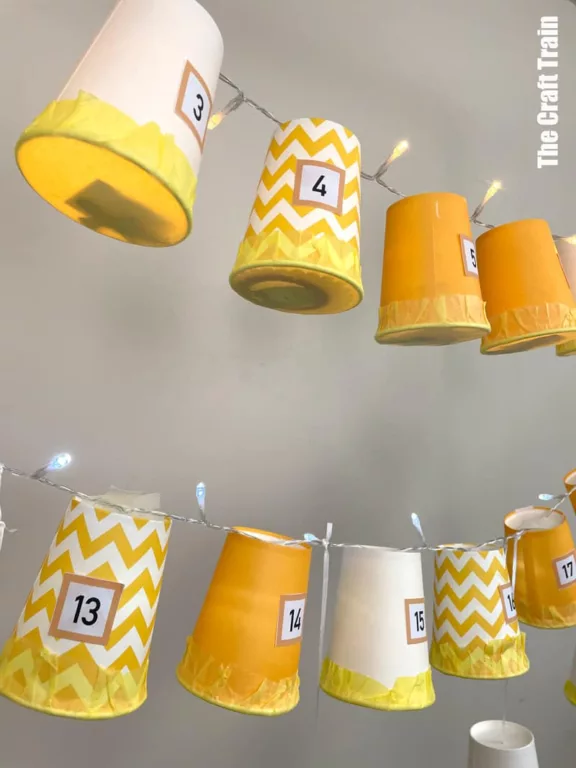 Light up paper cup advent calendar, a fun DIY advent idea for teens and tweens